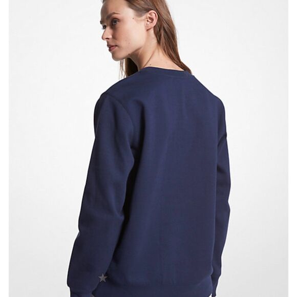 Michael Kors Midnight Blue & Gray Logo Charm Cotton Blend Sweatshirt Medium NWT - Picture 2 of 8